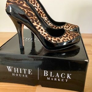 WHBM New Heels, size 7, Marigold, Leopard Print